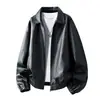 Chaqueta de Piel Sintética para Hombre 2026, Estilo Ropa de Trabajo Retro Americana, Resistente y Relajada, Estilo Old Money, Simple para la Calle