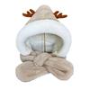 Gorro de bebé con bufanda integrada, orejeras de protección facial de felpa para otoño e invierno, lindo y súper lindo gorro para niños y niñas