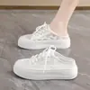 Zapatillas de Malla Transpirable Blancas Estilo Coreano Versátiles para Persona Perezosa, Moño, Medio Zueco, Sandalias Slip-on para Mujer, Novedad Verano 2026