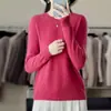 Tejido de punto de alta gama listo para usar, de cuello redondo pequeño, con diseño sin costuras, agradable para la piel y cómodo, simple y versátil, un básico elegante para otoño e invierno