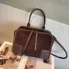 Bolso de mano Luojia de cuero genuino para mujer, bolso tipo bowling de piel de vaca esmerilada de capa superior, bolso pequeño cuadrado vintage, bolso cruzado transfronterizo