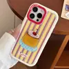 Linda Funda para Teléfono Móvil Ins Rayas Pequeño Pastel Café Adecuada para Apple 16Promax Iphone15 Creativa 14/13