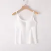 Dropshipping Primavera y Verano Nuevo Estilo Camisola de Base de Costilla Fina con Copas Integradas Color Sólido Ajuste Delgado Camiseta sin Mangas