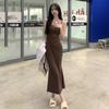 Vestido Doce Temperado Sem Mangas Cintura Costas Nuas Alça Verão Feminino Puro Elegante Sereia Quadril