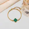 Pulsera de Trébol de Cuatro Hojas de la Suerte de Alta Gama Transfronteriza, Joyería Sencilla y de Moda de Nácar Fabricante Venta Directa al Por Mayor