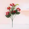 Decoración Navideña Artificial de 5 Piezas Más Vendida Transfronteriza Fruta Roja Artificial Frutos del Bosque Cereza Racimo Fruta de la Fortuna Venta al Por Mayor