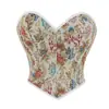 Chal de estilo retro francés con estampado transfronterizo para mujer, prenda exterior, corsé de espina de pez, con cordones, cuello en U, fruncido, moldeador de corte