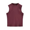 YPFF Moda Feminina Estilo Europeu e Americano Roscado Slim-fit Gola Redonda Sem Mangas Casual Esportes Base Top Curto Colete