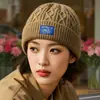 Gorro de Punto de Circunferencia de Cabeza Grande para Mujer, Invierno Holgado de Color Sólido Slouchy, Moda Trendy, Adelgazante de Rostro, Protección Cálida para los Oídos, Gorro de Lana