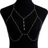 Corrente de Clavícula de Diamante da Moda Cintilante Corrente de Corpo Ornamentos Pingente de Diamante Flash Nicho Colar de Borla Corrente de Peito Moda Feminina