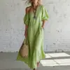 Vestido Largo de Mujer Estilo Vacaciones Transfronterizo Popular en Europa y América 2026 Hombros Descubiertos Mangas Abullonadas de Algodón Nube Holgado Entallado Acampanado