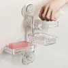 Jabonera con Ventosa sin Perforaciones para Montar en la Pared para Baño, Jabonera Giratoria para Baño, Caja de Drenaje para el Hogar, Jabonera