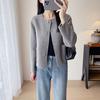 Chao Value Nivel de Poste Terciopelo de Camello Seda Lana Hebilla Dorada Estilo Chanel Abrigo Corto de Lana Doble Faz para Mujer