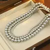 Collar de Perlas Grises de Dadi Stream, Modelo 616, Mismo Estilo que la Cadena de Suéter de Ni Ni, Cadena Clavicular Ajustable