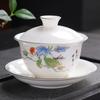 Tigela Coberta de Porcelana Jade Gordo de Sebo Cerâmica Sancai Conjunto de Porcelana Branca Conjunto de Chá Kung Fu Tigela de Chá Única de Cerâmica Não Quente