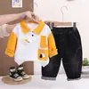 Conjunto de Roupa de Primavera para Meninos 2026 Novo Estilo Bebê Crianças Primavera e Outono Manga Longa Conjunto de Duas Peças Fofo Tendência Dropshipping