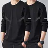 Nova camiseta masculina de manga comprida 2026, top elástico para primavera e outono, camada base pesada de corte solto, camisa masculina de manga curta