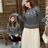 Ropa para niños de padre e hijo suéter retro 100% lana suéter romántico Fair Isle de copo de nieve para mujer atmósfera cálida jersey de lana