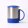 Taza de café de plástico con base 220ml compacta de doble capa anti-quemaduras de acero inoxidable aislamiento térmico taza para exteriores con tapa taza de camping