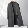 Abrigo de lana doble faz desmontable con relleno de plumón para hombre, cuello de traje de tres botones, abrigo largo de lana para hombres de mediana edad