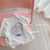Camiseta de manga corta de verano con dibujos animados de estilo occidental para niñas 2024, camiseta de media manga fresca de verano de estilo coreano para niñas.