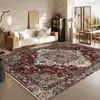 Alfombra para Sala de Estar, Resistente al Desgaste y a las Manchas, Alfombra de Área Grande de Cobertura Total, Imitación Cachemir Persa Retro Americano Alfombra Lavable