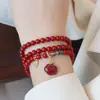 Pulseira de Cinábrio Três Círculos Círculos Duplos Jade Natural Fivela Ping An Nuvem Xiangyun Ruyi Fechadura Preservação Ping An Pulseira de Areia Dourada Roxa Joias