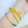Nuevo Brazalete Completo de Cinco Vías Dios de la Riqueza Doble Capa Color Oro Cuentas Redondas de 4 mm Estilo Chino Retro Fortuna Brazalete para Mujer