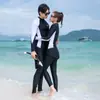 Traje de Buceo Estilo Coreano para Pareja Traje de Baño de Manga Larga para Mujer Antimedusas Traje de Snorkel Dividido Protección Solar Ajustado Traje de Baño