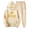 Sudaderas con Capucha Estampadas de Marca de Tendencia Otoñal Europea y Americana para Hombres y Mujeres, Conjuntos Deportivos Casuales y Pantalones de Chándal de Dos Piezas para Parejas