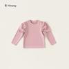 Envío Gratis Ropa Infantil Camiseta de Manga Larga Infantil Otoño y Primavera Nueva Dulces Tops de Niña con Mangas Abullonadas Camiseta Base para Bebé de 3 Años