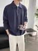 Venda Direta da Fábrica Camisa Polo Manga Longa com Gola e Zíper Primavera e Outono Moda Casual Masculina Tendência Ins Top Versátil Primavera e Outono