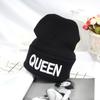 Explosiones Domésticas Europeas y Americanas KING Gorro de Punto Bordado AliExpress QUEEN Pareja Invierno Sombrero de Lana para Mujer