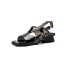 Sandalias Cuadradas de Nuevo Estilo Europeo y Americano 2026 con Tacón Grueso de 4 cm, Punta Abierta, Transpirables, Sandalias de Cuña con Hebilla, Talla Grande