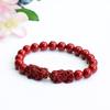 Pulseira de Cinábrio Personalizada com Areia Dourada Roxa e Pingente Duplo Pixiu, Transmissão ao Vivo da Fábrica de Joias e Dropshipping S2062602