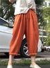 Pantalones casuales de lino para mujer, primavera y verano, estilo retro artístico, holgados, con cordones, cintura ancha y pierna ancha, pantalones Hallen 913