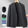 Terno masculino em estoque para primavera e outono, xadrez clássico, resistente a rugas, adequado para homens de negócios de meia-idade e idosos, blazer casual para o dia a dia