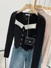 2023 nuevo suéter francés de cuello cuadrado para chica popular, manga larga corta, top interior rojo para mujer, otoño e invierno, ajuste ceñido, adelgazante