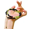 Collar de Cadena para Clavícula con Diseño de Ágata Negra Natural y Peridoto de Alta Calidad