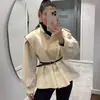 Ropa de Mujer Transfronteriza Europea y Americana 2025 Nuevo Otoño Diseño de Cuello Alto Aspecto Adelgazante Chaqueta Cortavientos Asimétrica