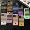 Funda Metálica Brillante con Patrón de Cocodrilo para Teléfono Móvil Adecuada para Iphone16Promax/15/14/17