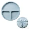 Prato de Silicone para Jantar Infantil, Complemento Alimentar de Silicone, Ventosa Reforçada, Prato de Mesa Dividido, Bebê e Criança Pequena