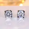 Pendientes de Cristal de Zirconia Blanca Redonda con Garras Cuatro, Explosiones Blancas K Blancas de Shein Transfronterizos para Mujer, 8 mm, Joyería de Oreja Simple de Moda Versátil
