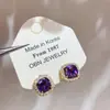 Pendientes Exquisitos de Zirconia Microincrustada de Alta Resistencia Aguja de Plata para Mujer, Pendientes de Botón de Moda de Lujo Ligero de Nicho, Joyería de Oreja de Moda