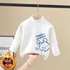 Camiseta Térmica de Forro Polar para Niña Otoño Invierno 2026 Estilo Nuevo Versátil para Niños Ropa Interior Casual Camiseta de Manga Larga Cuello Semi-alto