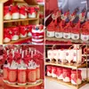 Inserts de Carácter Doble Felicidad Rojos, Vasos de Papel Decorativos, Cintas para Pudín, Pegatinas Push-Pop, Decoraciones para Mesa de Postres de Boda