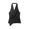 Marca Z Satén de Seda Zr Comercio Exterior Estilo Europeo y Americano Cuello Halter Textura Chica Picante Venta al por Mayor Top Sexy Moda Za