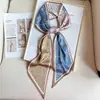 Lenço de seda estampado estilo coreano cachecol estreito cachecol de seda dupla camada cachecol dupla face cachecol longo gravata cabelo elegante lenço de cabeça bolsa de gravata feminina para o verão