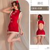 Meilikou novo sexy natal feminino cheongsam uniforme sem costas boneca chinesa sexy bonito casa camisola 2045