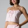 Top de tirantes estilo nuevo transfronterizo con pajarita, chaleco ultracorto para clavícula, top de rayas de encaje para chicas dulces